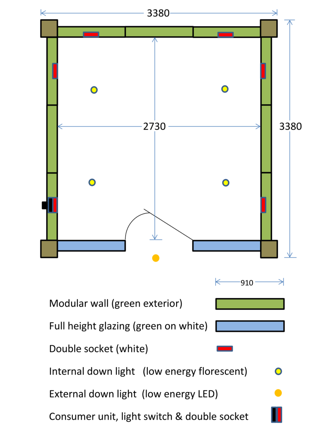 9' x 9' garden studio floor plan